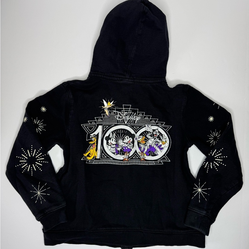 Disney 100 Embroidered Zip Hoodie Mickey Goofy Pluto Womens Medium